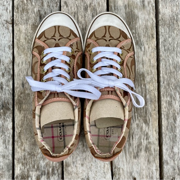 Coach Barrett leather monogram lace up sneakers - Picture 1 of 15